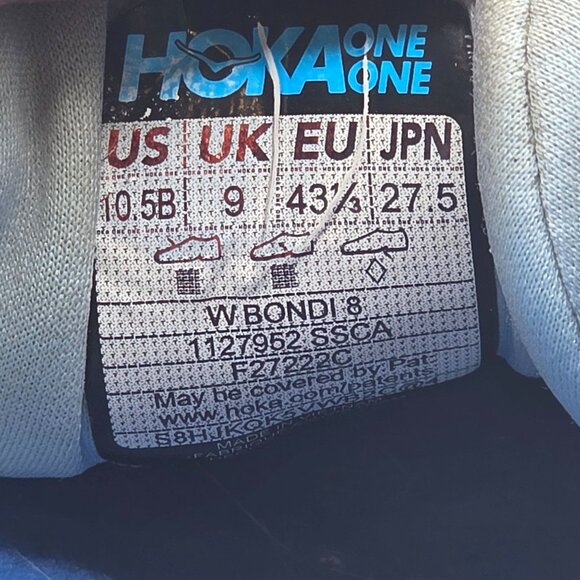 Hoka One One Bondi 8 Womens Size 10.5 B Gray Yellow Athletic Shoes Running Walk - Picture 5 of 14